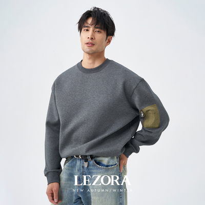 LEZORA解构军风空气层圆领卫衣