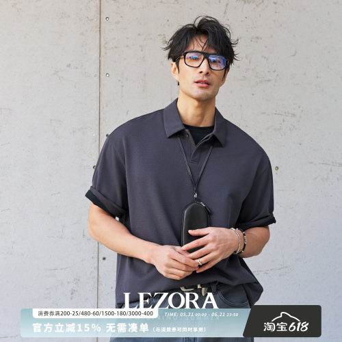 LEZORA三醋酸抗皱宽松短袖polo衫