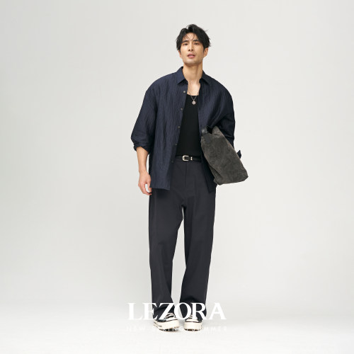 LEZORA斜纹棉宽松直筒五袋休闲裤