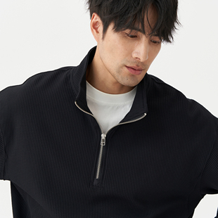 华夫格 win同款 速干抗皱宽松半拉链立领卫衣男女 进口Gold LEZORA