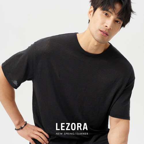 LEZORA真丝亚麻超轻薄短袖T恤