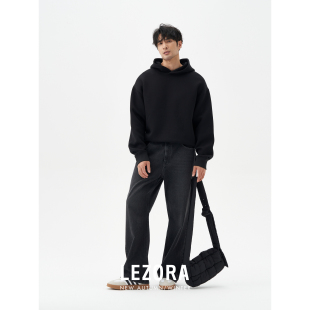2021m改版 男 宽松直筒黑色牛仔裤 LEZORA土耳其进口14oz全棉丹宁
