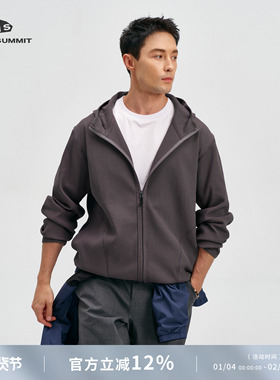 GRAY SUMMIT日本速干抗皱solotex华夫格 防风帽领卫衣外套男女