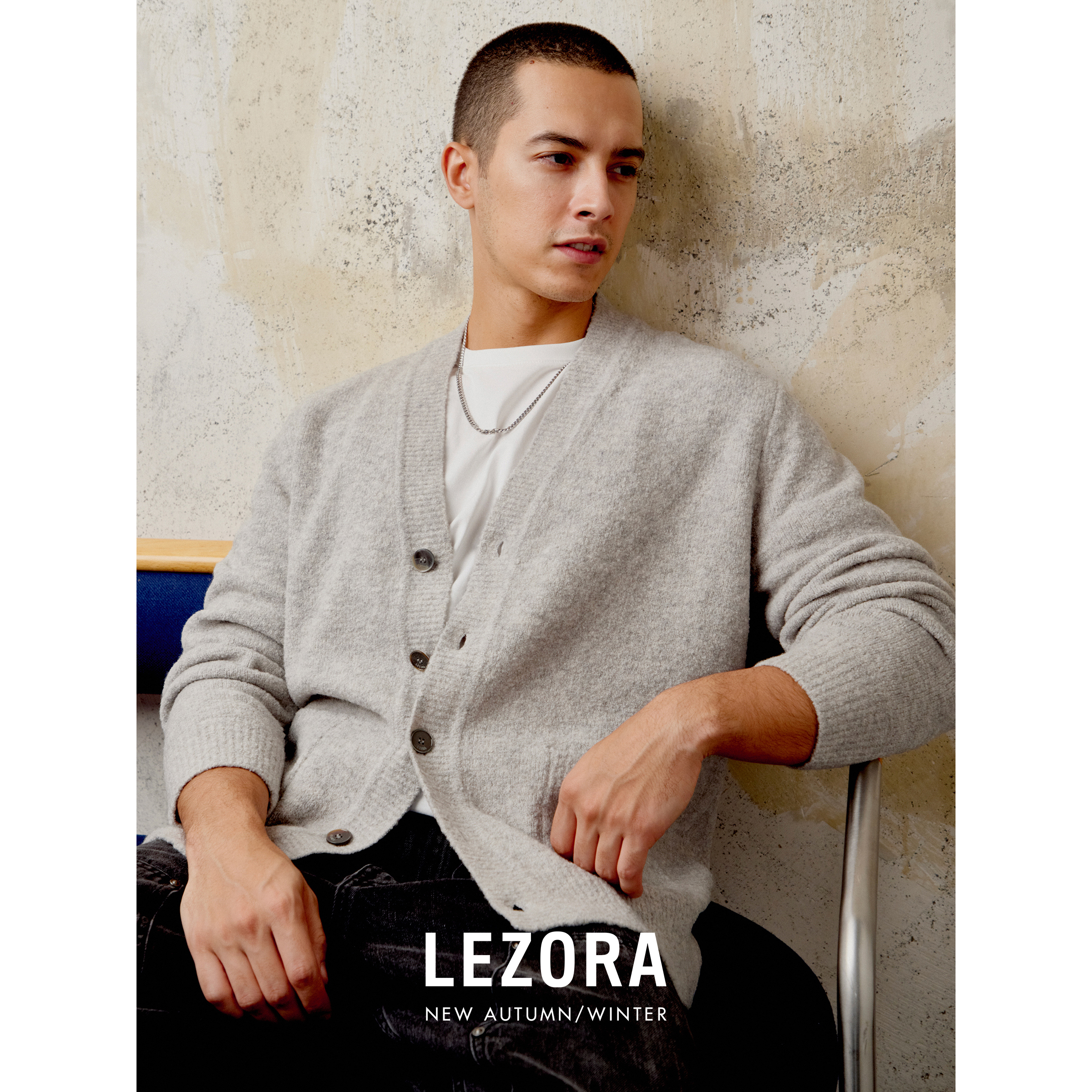 lezora牦牛绒羊毛圈圈纱针织开衫