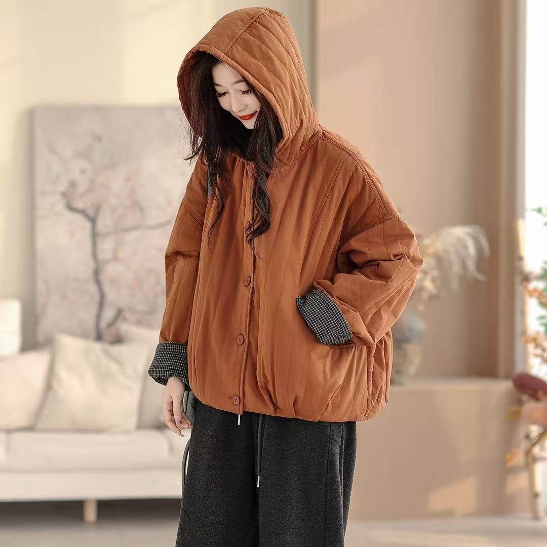 2025年冬款棉衣女加棉加厚保暖新款连帽格子拼接棉服外套上衣棉袄,女装/女士精品,棉衣/棉服,淘宝优惠券,粉丝福利购,淘宝优惠卷