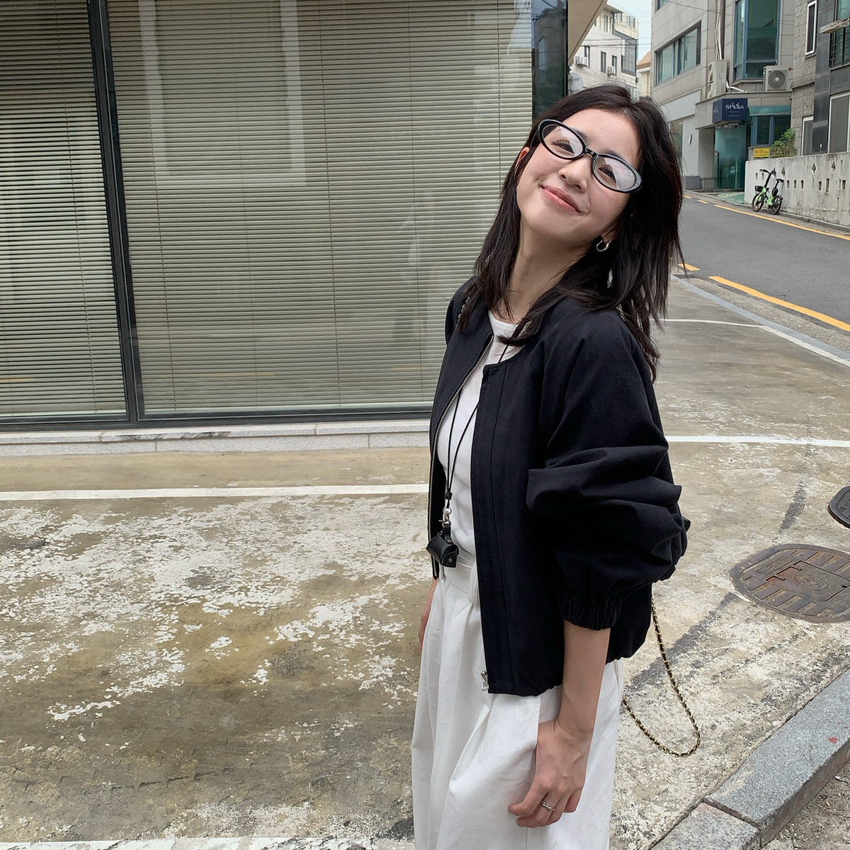 ONION温柔小女人圆领插肩袖显瘦韩系外套100棉机车质感短外套