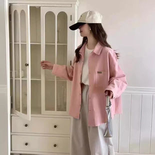 贴标学院风开衫 2024年春款 女宽松休闲韩版 长袖 亲肤衬衣外套 衬衫