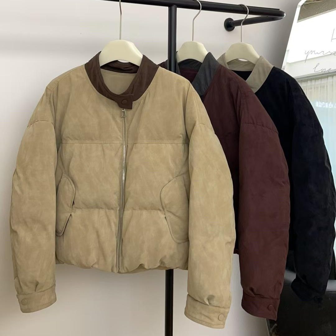 短款棉服女装冬季2026年新款卡其色小个子圆领面包服加厚通勤外套