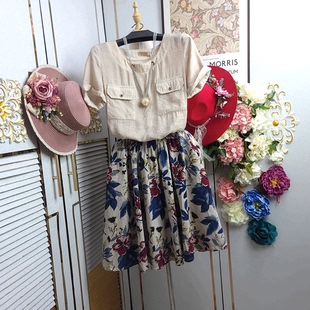 大码女装2025夏装新款胖妹妹洋气减龄显瘦雪纺上衣半身裙两件套装
