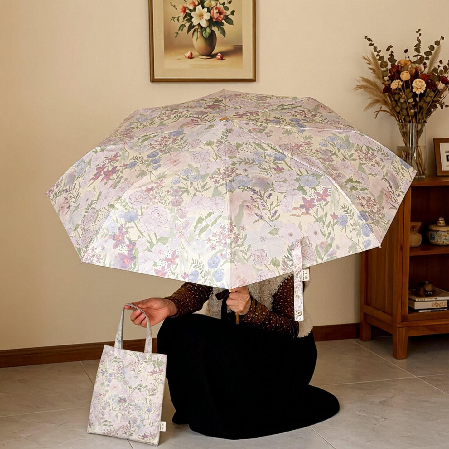 迷你超轻法式碎花晴雨两用遮阳伞