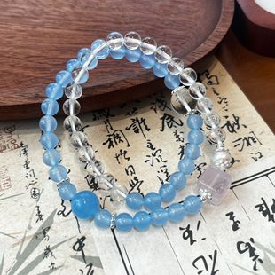 立叶说清新甜美蓝玉髓双拼天然手链女2025新款 RIESA 叠戴方糖手串