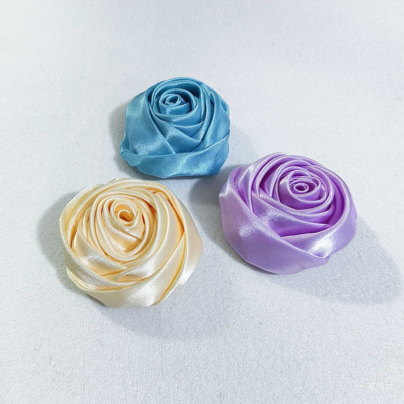 5cm大玫瑰花婚纱礼服发饰衣服装饰手工丝带花立体胸花朵缎带