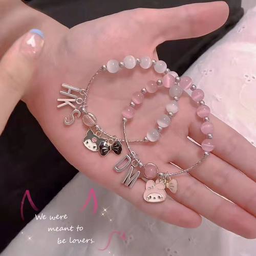 花丛情侣合金仿猫眼石简约库洛米