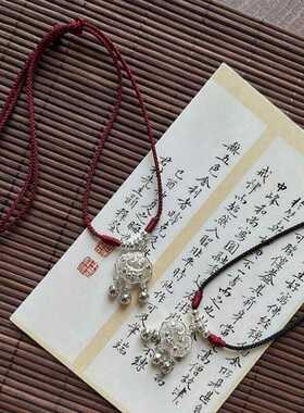 本命年红绳平安锁项链