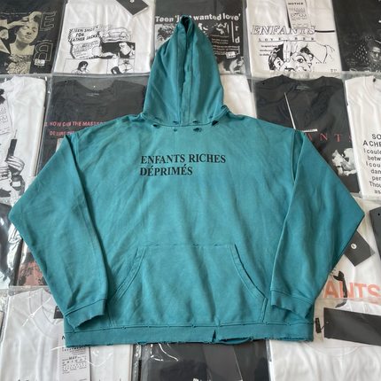 【纯原顶版】ERD忧郁的富二代基础标语帽衫宽松水洗破坏连帽卫衣