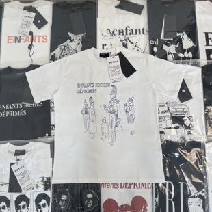 纯原顶板 ERD忧郁的富二代骑兵标语素描纯棉圆领字母印花短袖T恤