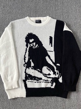 纯原顶版 ERD忧郁的富二代人像毛衣秋冬高街小众宽松针织毛衫男女