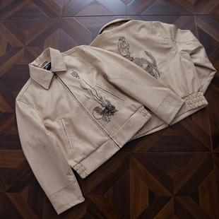 【定制皮料】ERD忧郁的富二代PU小羊皮神秘人刺绣皮衣夹克外套男