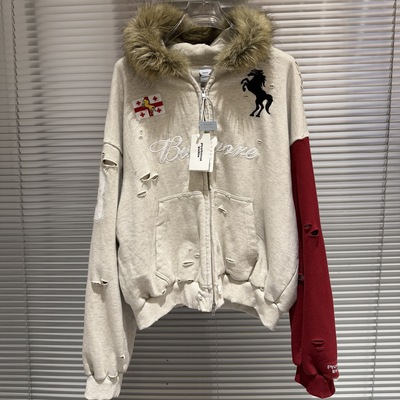 Protocol破坏毛领连帽卫衣外套