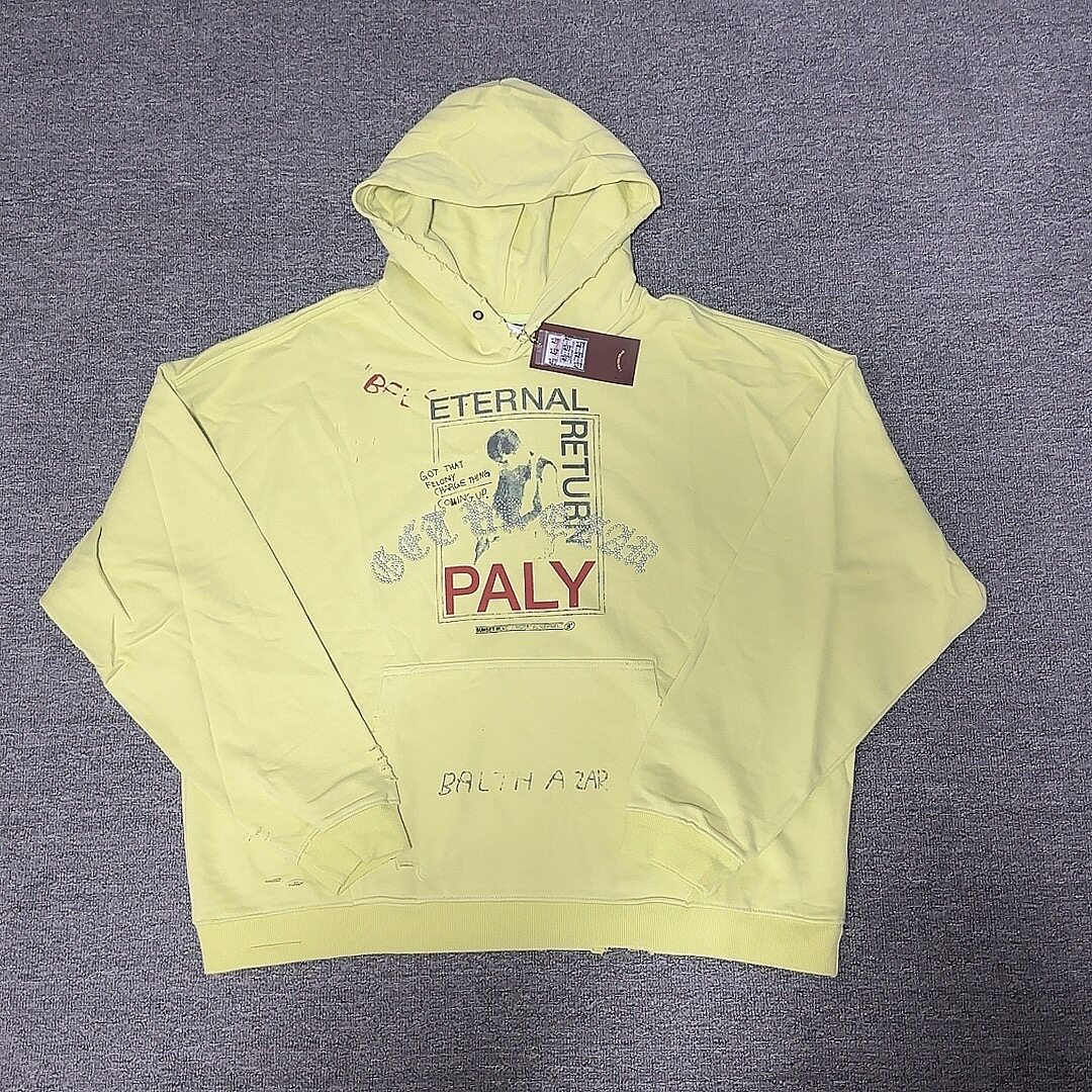 广州夯货Paly Hollywood重工做旧破坏渐变手绘刺绣烫钻连帽卫衣男