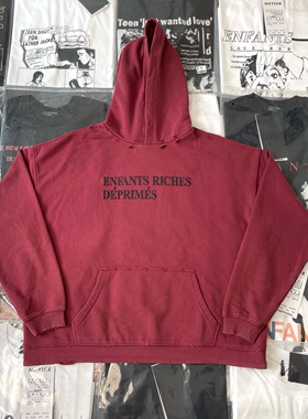 【纯原顶版】ERD忧郁的富二代宽松版型水洗破坏重磅印花连帽卫衣