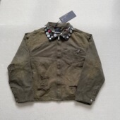 纯原顶版 富二代底特律翻领帆布勋章做旧牛仔夹克外套男 ERD忧郁