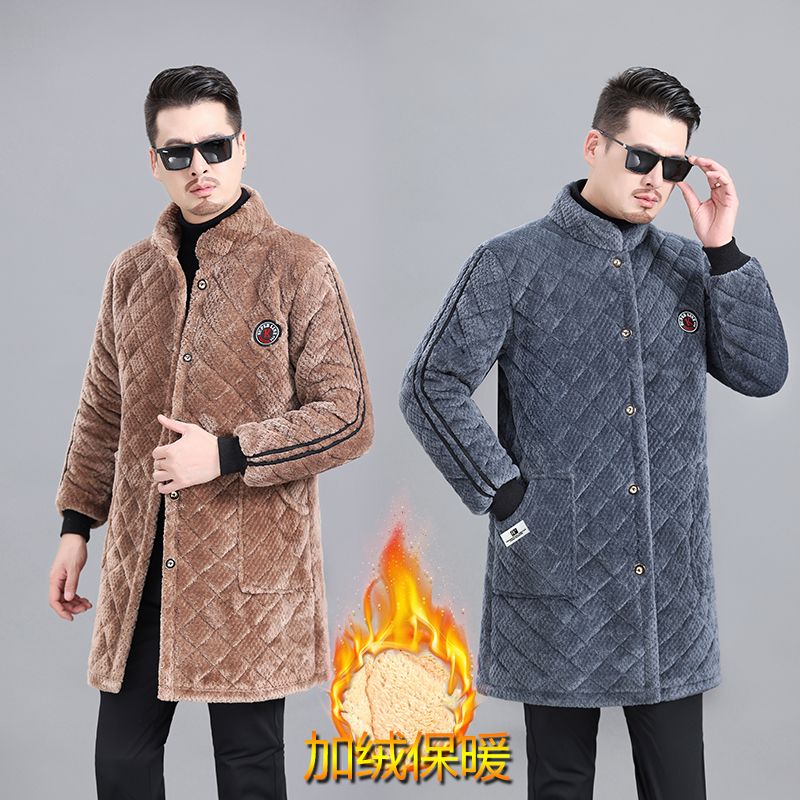 四川省服新款冬季男士加绒罩衣加绒加厚耐脏棉衣工作服男棉袄外套