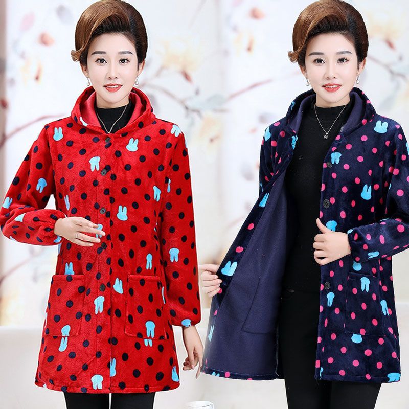 四川省服法兰绒罩衣成人长袖加绒加厚护衣珊瑚绒工作服女穿衣冬季