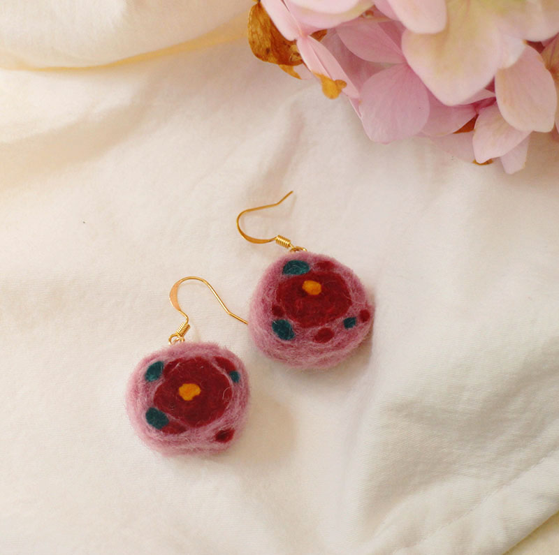 豆沙红粉油画感配色羊毛山茶花