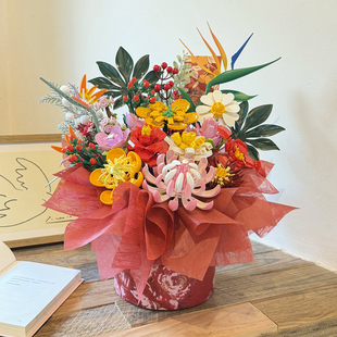 2026年新款永生花束仿真花积木花高级感客厅摆件女生新年创意礼物