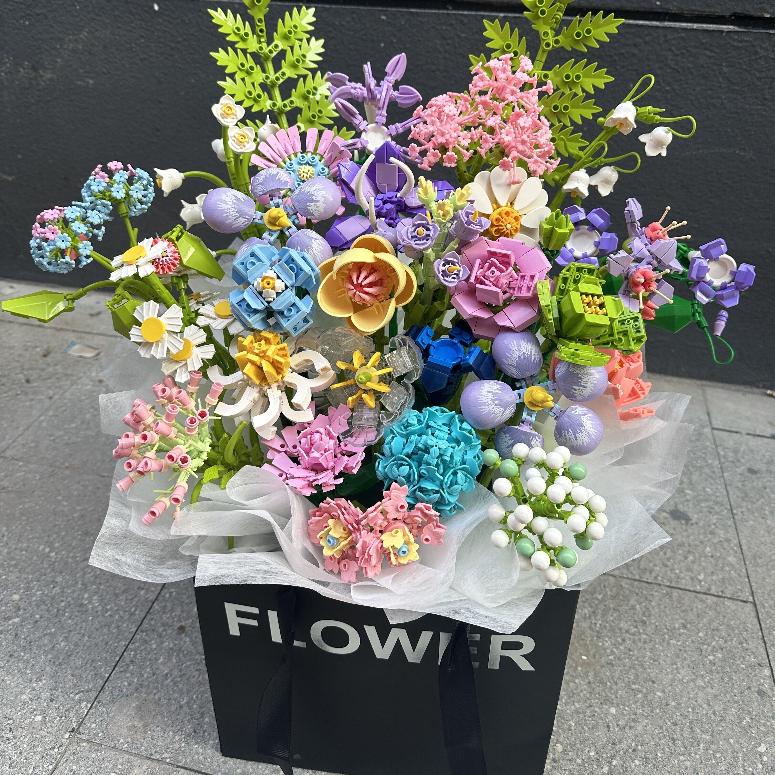 永生玫瑰花束花朵拼插积木花女孩系列拼装玩具送男女朋友七夕礼物