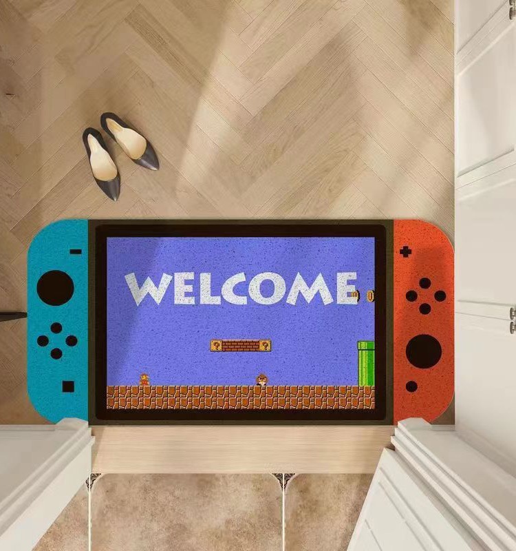 家用游戏机地垫switch入户门玄关大门防滑防水丝圈脚垫可裁剪耐磨