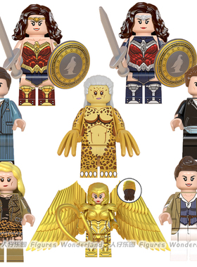 DC超级英雄黄金神奇女侠豹女拼装积木人仔玩具WM6100