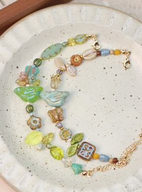 Iris原创设计捷克珠复古风手链小鸟系列小众清新串珠手串手环饰品