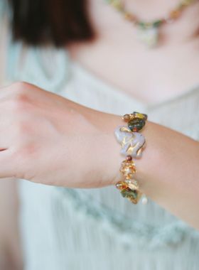 Iris原创设计复古小众艺术感项链大象手链捷克珠琉璃手作串珠颈链