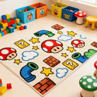 卡通可爱儿童房地毯客厅卧室床边毯家用可爱阳台防滑门口脚垫地垫