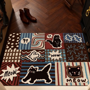 美式入户门地垫进门脚垫家用玄关门口地毯中古风复古防滑耐脏垫子