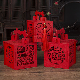 中式婚礼糖盒木质中国风木制镂空创意手提喜糖盒子结婚回礼糖果盒