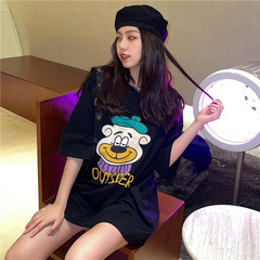 實拍 夏季中長款短袖t恤女潮