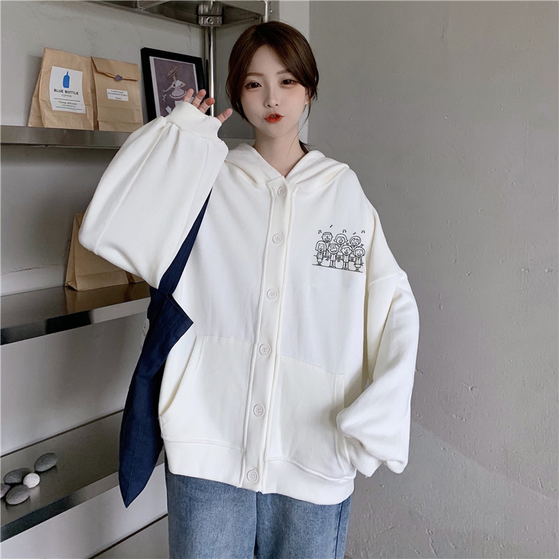 Real shooting of spring cardigan, western style sweater, women's loose and versatile student's medium and long jacket