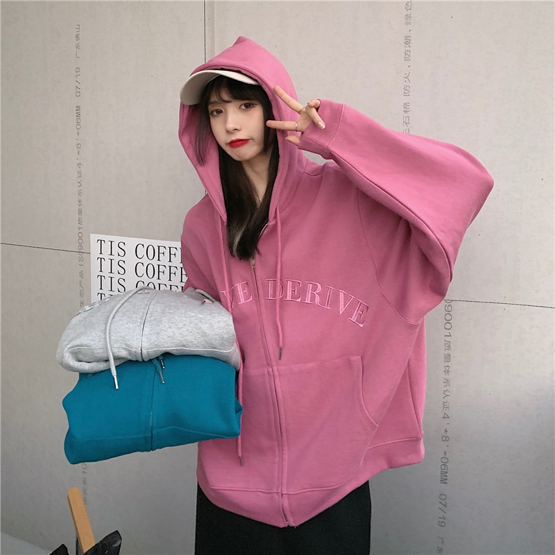 Real photos of sweater cardigan women's hooded new spring fashion loose Korean lazy style versatile coat