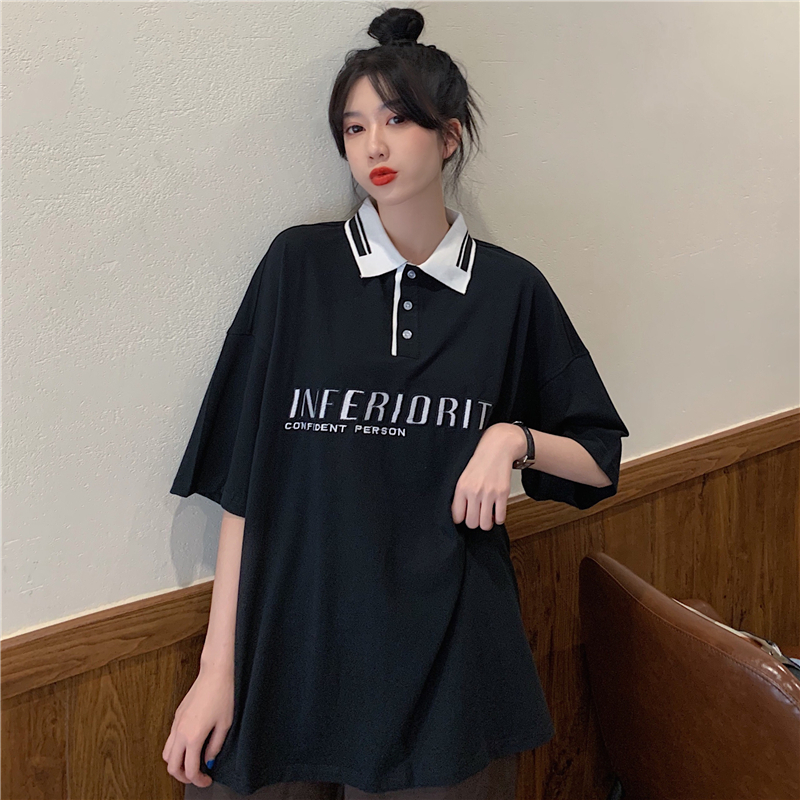 實拍夏季韓版洋氣衫短袖恤女寬鬆百搭學生慵懶風上衣