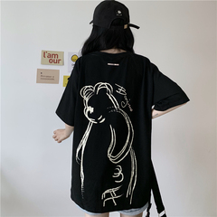 Real shot short sleeve t-shirt female summer Hong Kong Style Korean loose top half sleeve