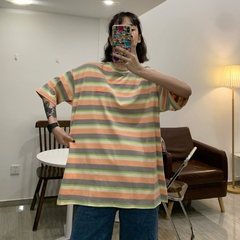 實拍 夏季韓版網紅原宿港風純棉條紋上衣潮ins超火