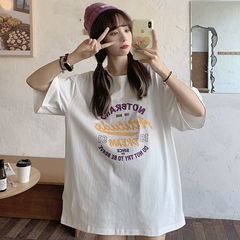 Real shot Harajuku style short sleeve T-shirt women's loose print letter Korean version