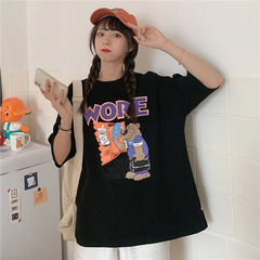 Real shooting new versatile cartoon printed short sleeve T-shirt women's net red top fashion