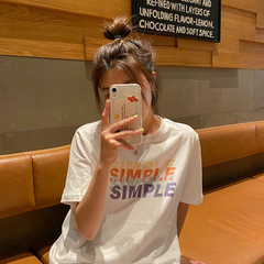 實拍新款字母印花短袖恤女學生百搭上衣