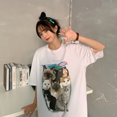 Real shot loose short sleeve T-shirt for women