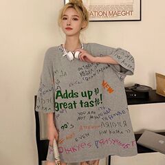 Real shot short sleeve t-shirt female 2021 loose Korean version ins students BF lazy style