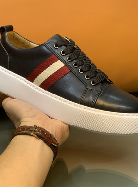 欧洲站男鞋欧货潮真皮英伦风板鞋男头层牛皮休闲鞋子白色厚底超轻